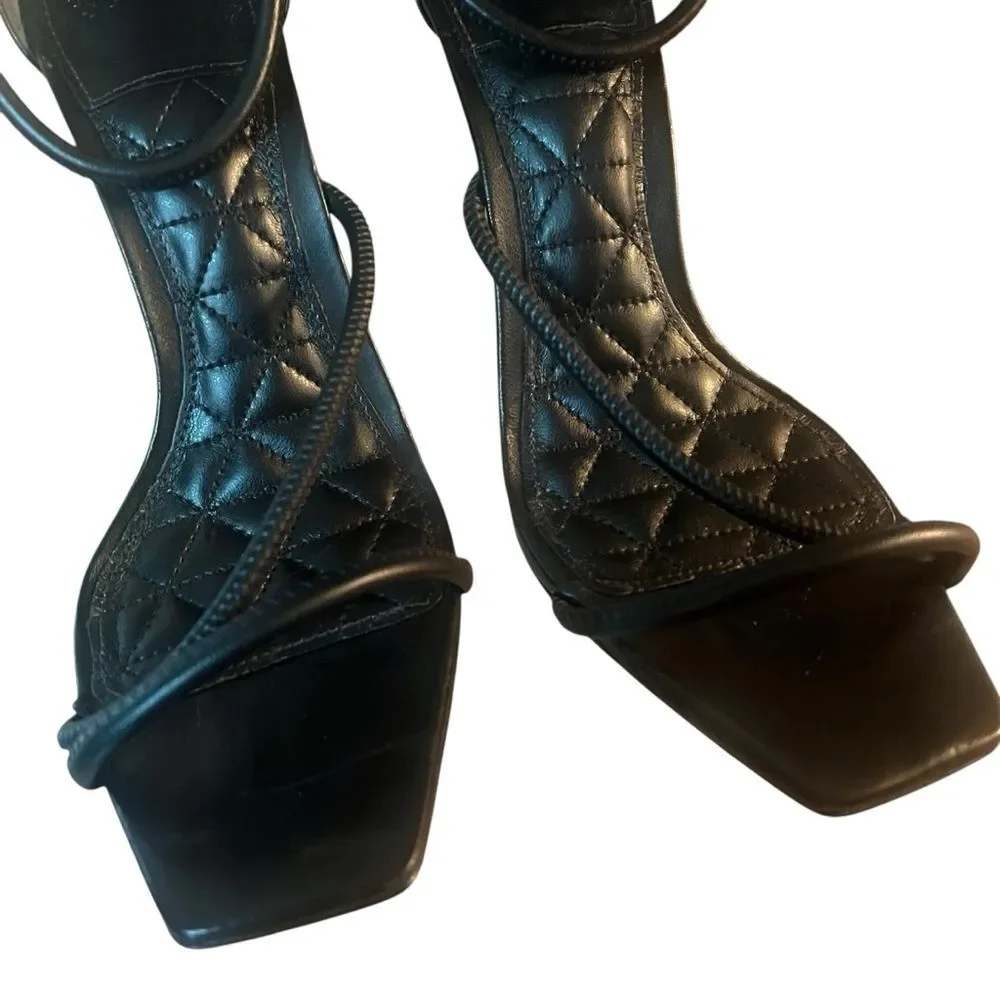 SCHUTZ Gaiah Black Leather Strappy Heels Sandals 9.5 B Excellent Condition